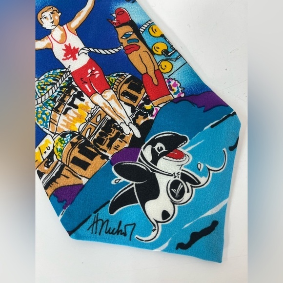 Heather Nichol Canada Sports Silk Tie Victoria BC Necktie Commonwealth Games 90s - Picture 5 of 5
